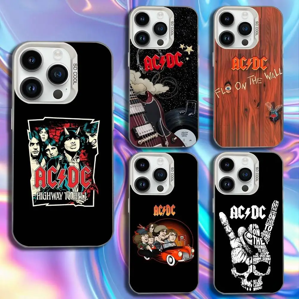 

Band A-ACDC Cool Phone Case For iPhone 16,15,14,13,12,11,Mini,Pro,SE,MAX White Matte Shockproof Cover