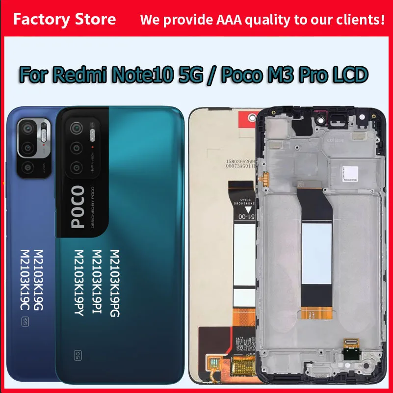 Original For Xiaomi Redmi Note 10 5G Poco M3 Pro M2103K19G M2103K19PG M2103K19PI LCD Display Touch Screen Digitizer Assembly