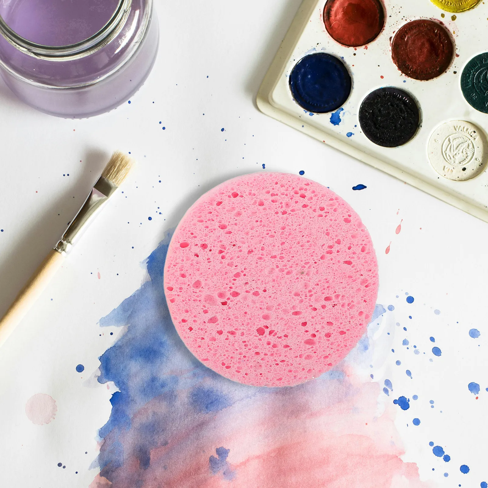 4Pcs Artist Watercolor Sponges Highly Absorbent Round Painting Sponges Soft Texture for Paint Cleaning Craft Pottery Drawing Use