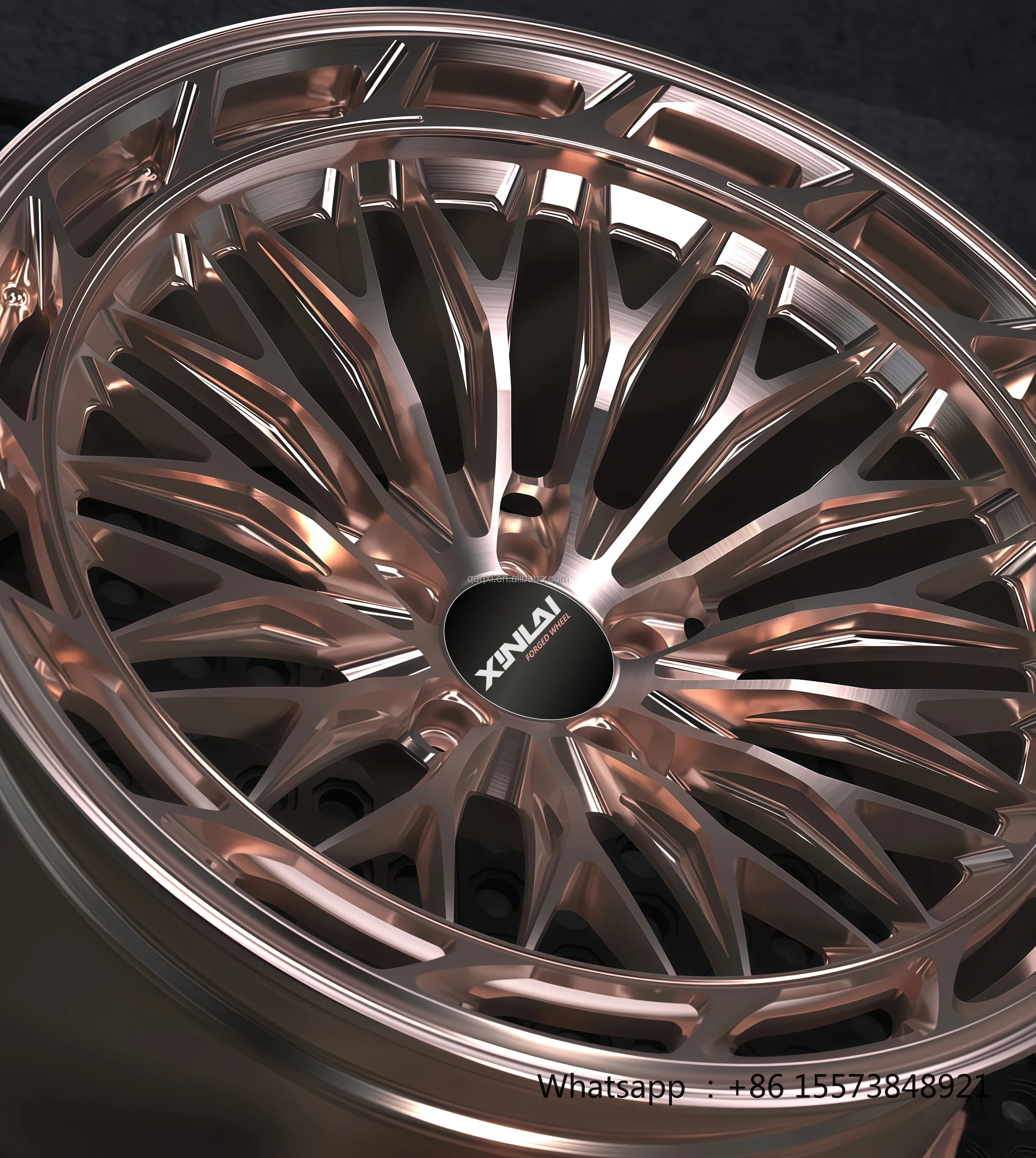 Aluminium Passenger Car Wheels Forged 12000T Rose Gold Diamond Cut Deep Concave Mesh Rims for  RS  M Power 19-21