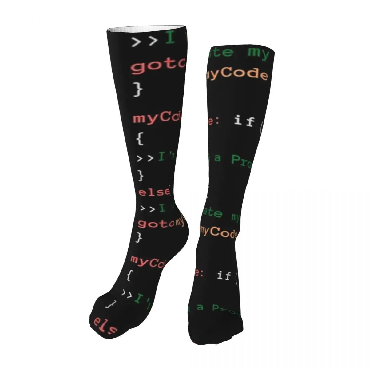 Programmer Designs Adult Stockings Breathable For Daily Matching Thigh High Socks Customised Patterns