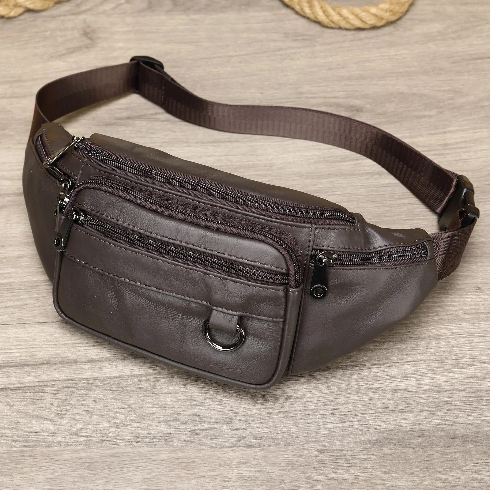 Bolsa de cintura de couro pequena para homens, pacote de Fanny para celular masculino, bolsa de cinto de esportes ao ar livre masculina