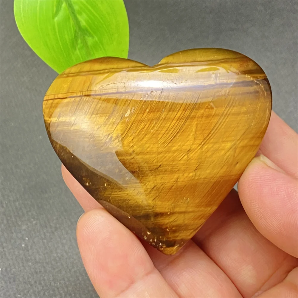 Natural Yellow Tiger Eye Stone Crystal Heart Shape Hand Polished Heart Home Decoration
