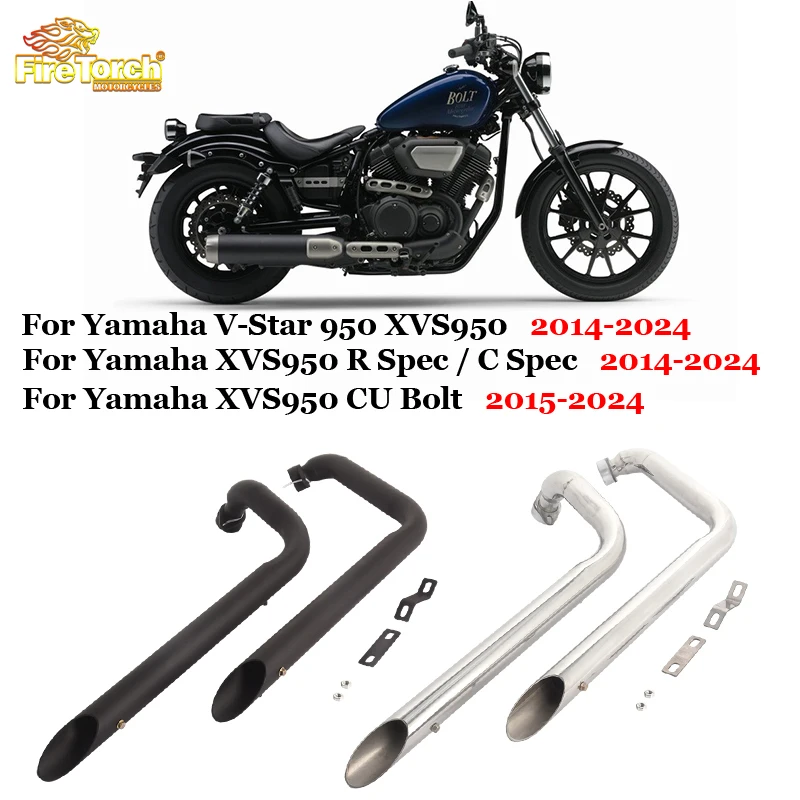 

Motorcycle Duals Exhaust System Muffler Pipe For XVS950 CU Bolt 2015-2024 For Yamaha V-Star 950 XVS950 R Spec / C Spec 2014-2024