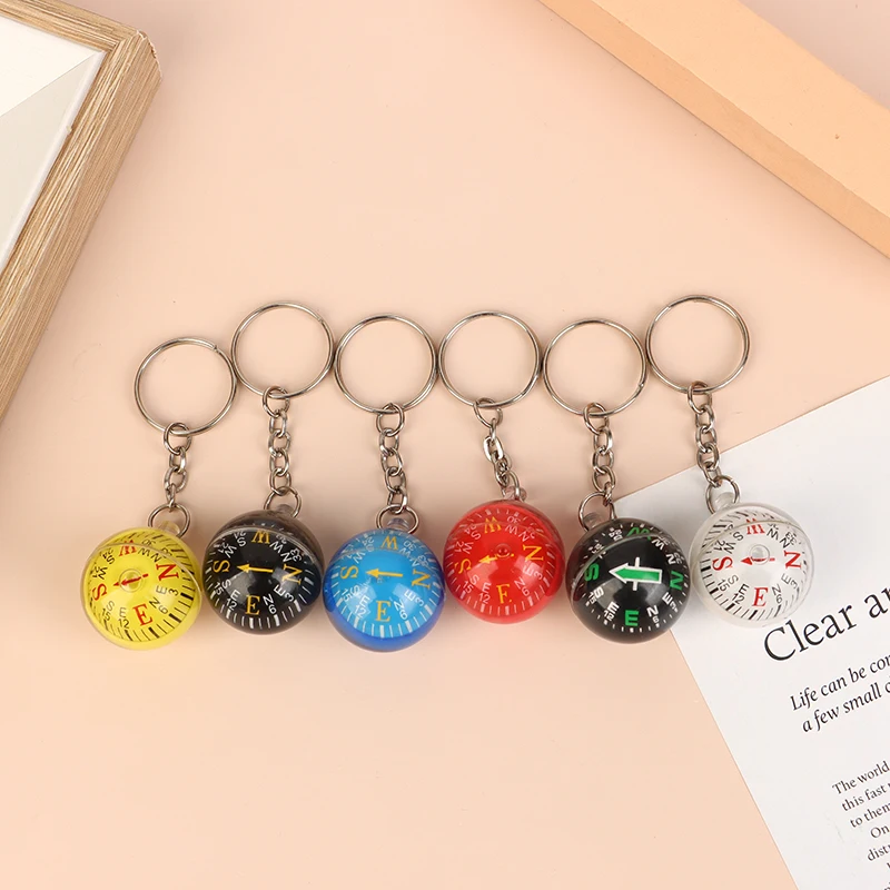 Mini Round Survival Compass for Outdoor Camping Hiking, Precision Liquid-Filled Keychain Compass with Carabiner for EDC Gear