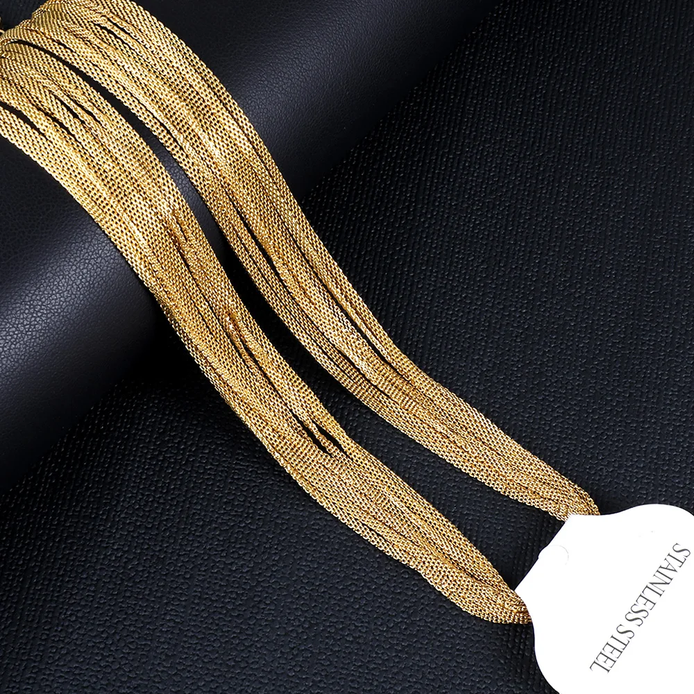 LUXUKISSKIDS Stainless Steel Flat Net Chains 2mm Rope Chain Necklaces 316L Wholesale 10pcs/lot Link Jewelry Flat For DIY Making