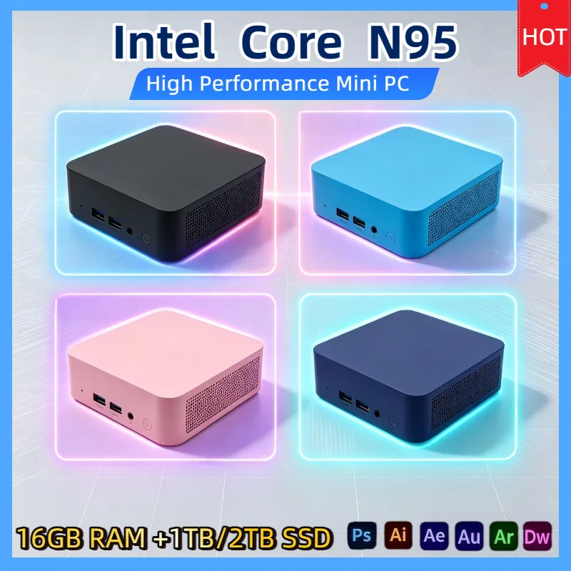Intel Core N95 Mini PC 16GB RAM 1TB 2TB SSD M.2 WiFi 6 BT5.2 Low Power NVMe Desktop Computer Pro Unit Dual HDMI Ports