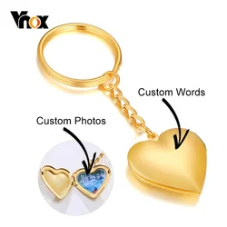 Vnox Personalisieren Gravieren Name Herz Medaillon Schlüssel Ketten für Frauen Männer, Benutzerdefinierte Familie Liebe Fotos Jahrestag Andenken Geschenke