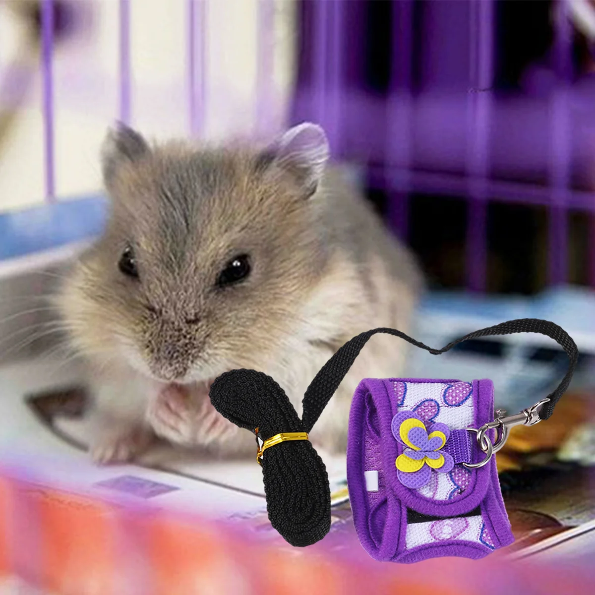 

Pet Breathable Harness Leash Small Animal Comfortable Lightweight Soft Material Reduces Tugging Neck Protection Size M Purple