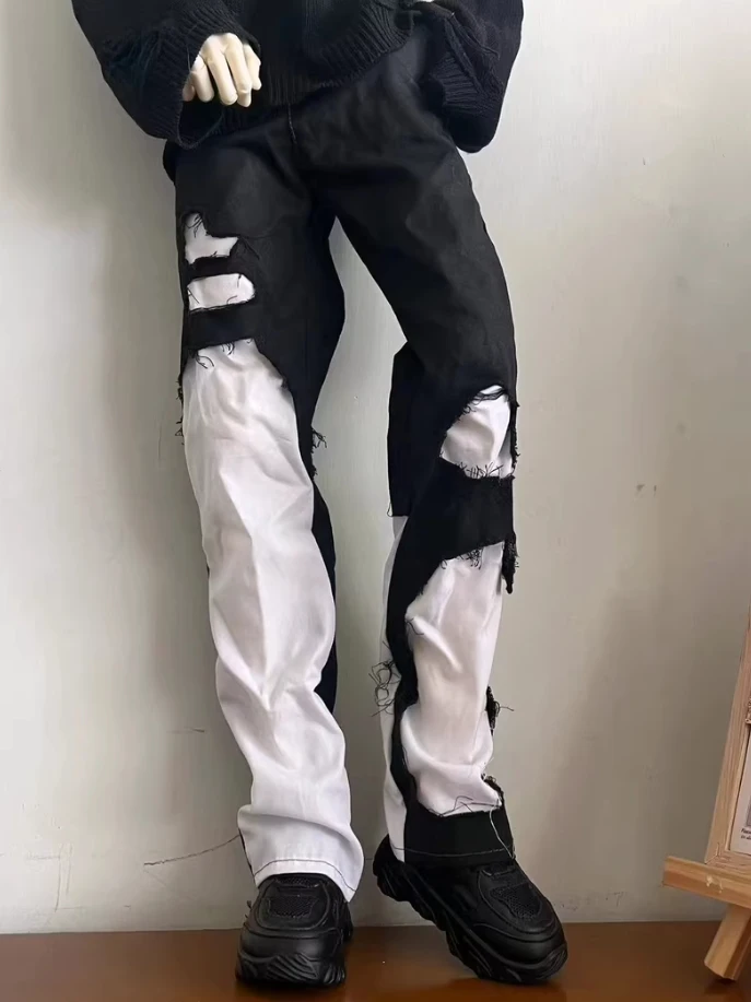 A04 어린이 수제 장난감 삼촌 ID75 uf75 BJD 인형 옷 혼합 색상 흑백 컬러 차단 서리로 덥은 스타일 바지 1pcs