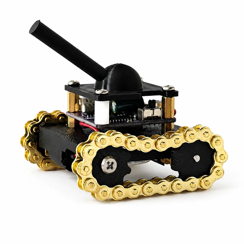 1Set DIY Mini RC Tank Tracked Crawler Electric Desktop Robot Toy 3D Printed Metal Chain Remote Control Assembly Kit Educational