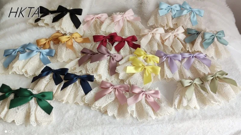 Lolita Flower Wedding Generation Color Lace Hand Sleeve Women Sweet Bow Accessories Small Decorative Hand Sleeve Pins Removable