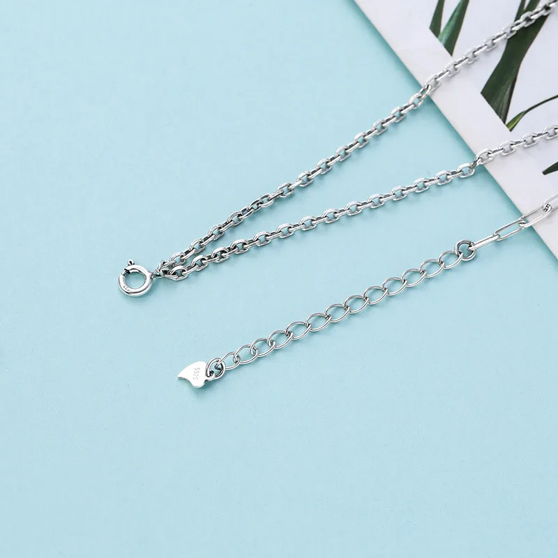 S925 sterling silver personalized AB women's letter necklace Thai silver versatile fashion stitching necklace