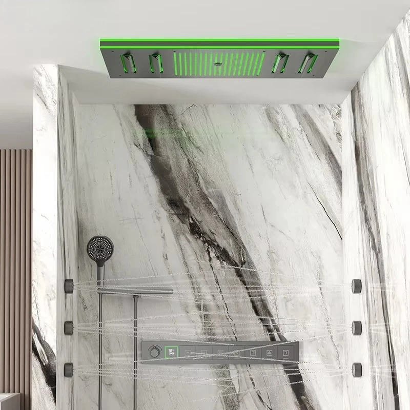 7 Modes Smart LED Huge Ceiling Shower In-Wall Mount Bathroom Shower Set With Music