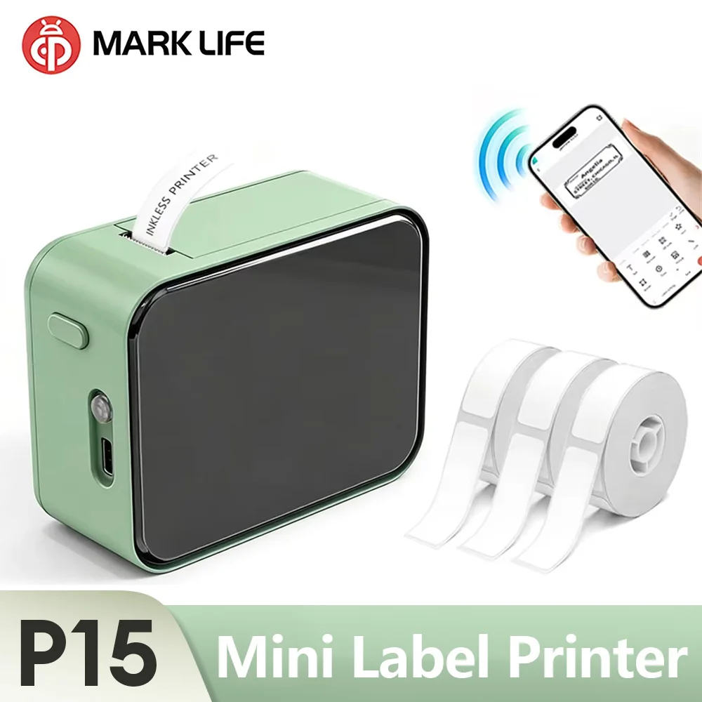 Marklife P15 Thermal Portable Printer Mini Multifunction Printer Self-Adhesive Label Maker Machine For DIY TagS Barcode Sticker