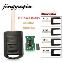 jingyuqin 2BTN Pilot samochodowy do Vauxhall Opel Corsa C 2001-2007 433Mhz ID40 Chip 5WK48668 5wk48669 U100/43/46 YM28