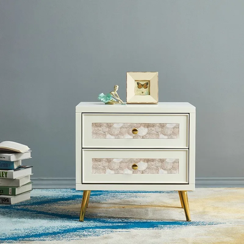 American light luxury bedside table Bedroom shell Bedside locker Modern simple living room Small apartment White small side