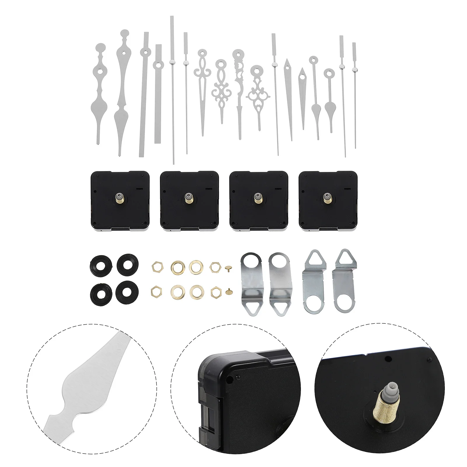 

4Sets Wall Clock Movement Set High Quality DIY Replacement Parts Quiet Quartz Mechanism Durable Clock Pointers Parts