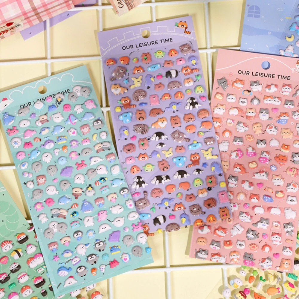 6 pcs/lot Kawaii Cartoon Mini Animals 3D Puffy Stickers Cute Stationery Diy Scrapbooking Sticker Adhesive Decor School Supplies