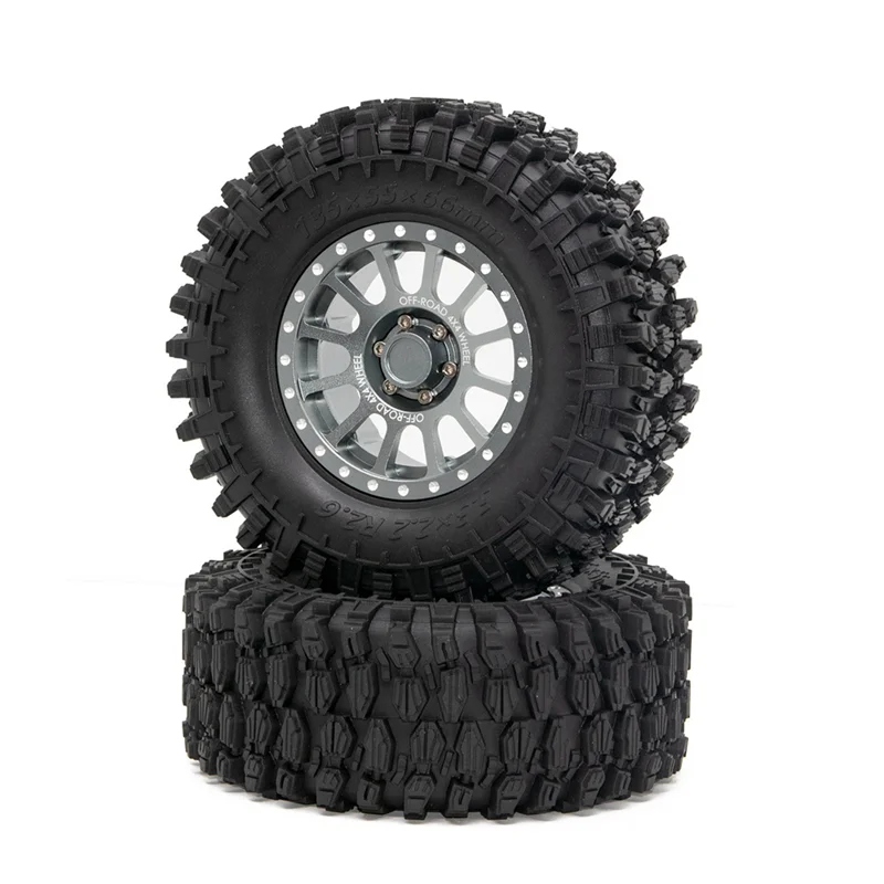 For 1/8 YK 4082/4083 Km 2/3/4/5 Rhinoceros to Simulate Climbing Car 2.6-Inch Metal Wheel Hub and Rubber Tire Skin,B