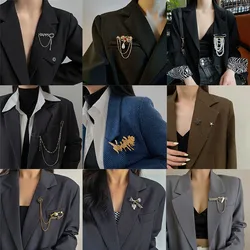 Dark Style Tassel Pendant Brooch For Men Women Vintage Baroque Brooches Decoration Chest Chain Brooch Pin Trendy Accessories