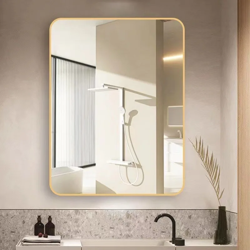 Aluminum Frame Bathroom Mirror Wall-mounted Toilet Washstand Makeup Mirror Toilet Washstand Rectangular Bathroom Mirror Vanity