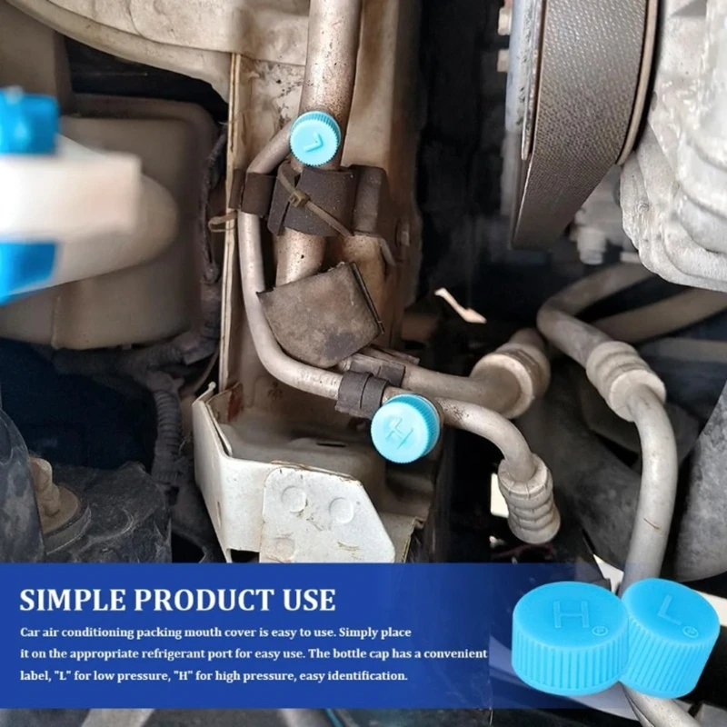 A2UC High Low Pressure Valves Caps Leakproof R134a AC System Charging Port Caps Replacement Valves Caps Auto Accessories - Image 2