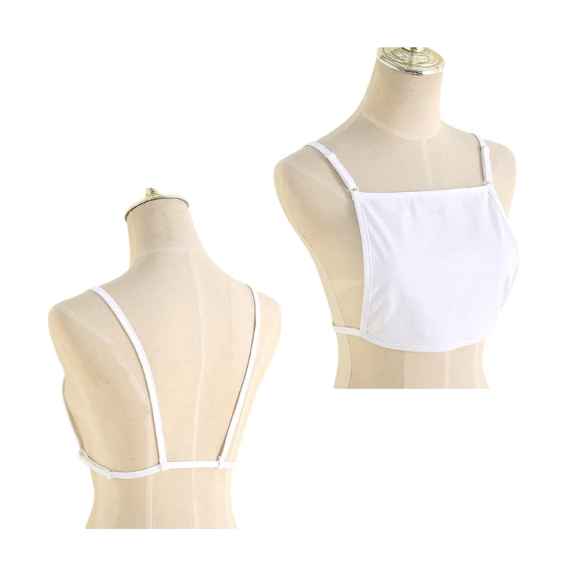 Cotton Mock Camisole Bras Wrapped Chest Overlay Modesty Panel Cleavage Cover for Women Girls Low Cut Clothing