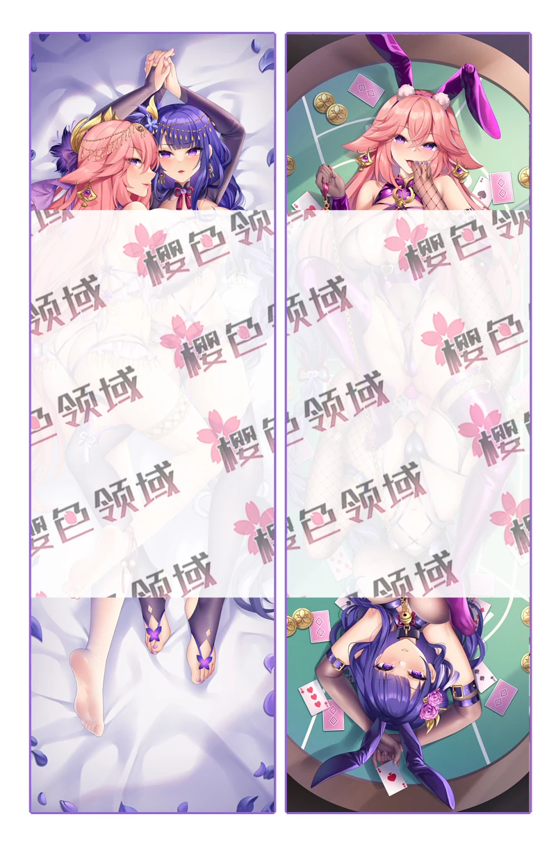 Raiden Shogun Yae Miko Dakimakura Genshin Impact Sexy Pillow Case Full Body Hugging Cushion Cover Otaku Pillowcase Bedding Decor