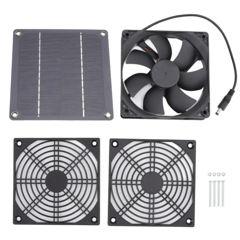 

3W Solar Powered Exhaust Fan Outdoor Portable Ventilator For Greenhouse Dog Chicken Pet House
