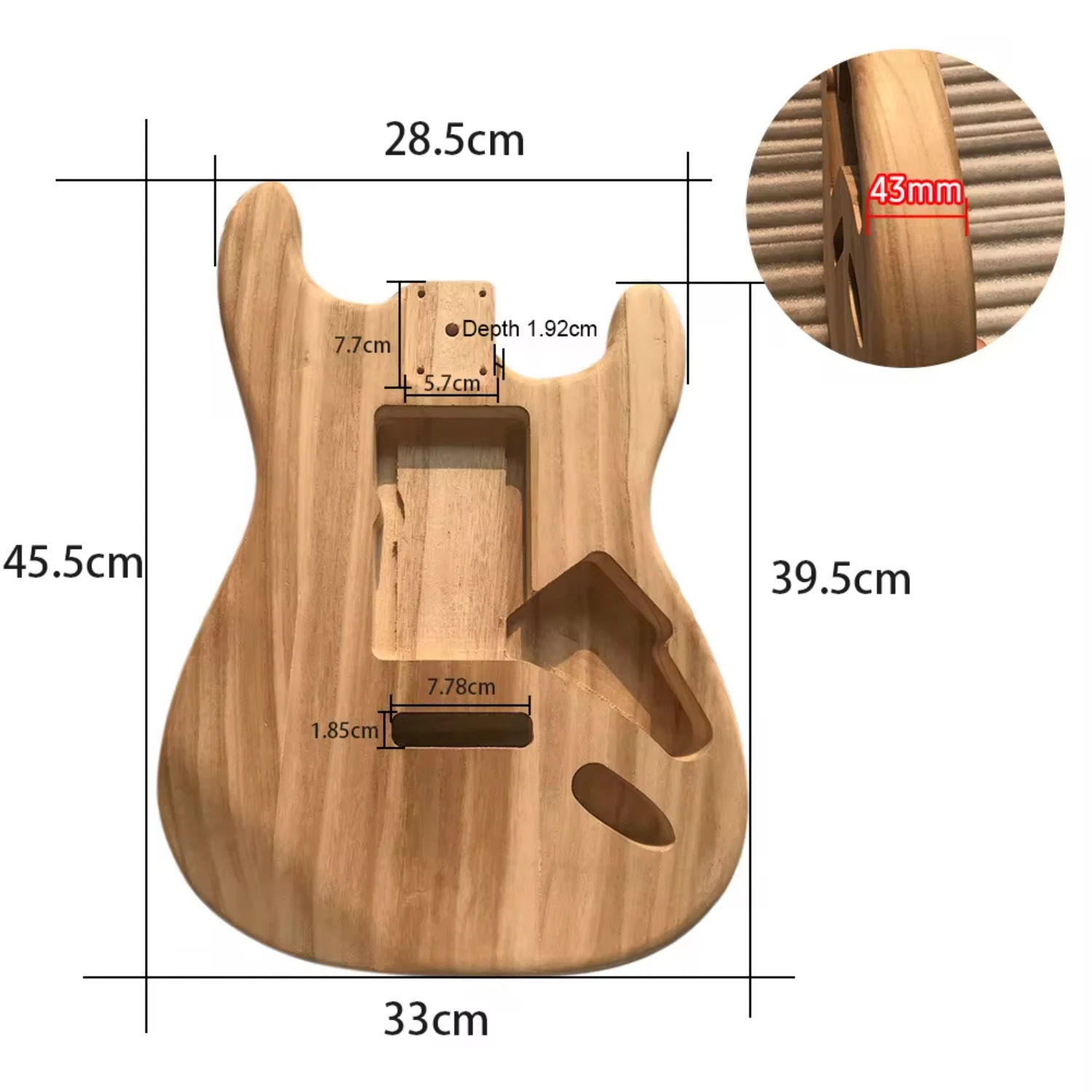 Cuerpo de barril de guitarra de Arce, tipo madera pulida, sin terminar, nuevo