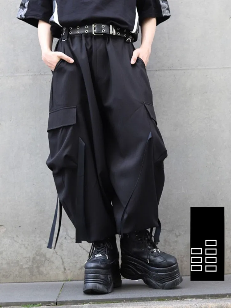 

Modern Japanese Aesthetic Workwear Pants Men's Women's 3D ket Lantern Pants High Waist Loose Fit Polyester Viscose Blend