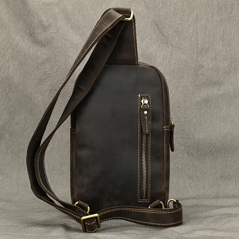 Bolso de pecho informal de cuero para hombre, bandolera de un solo hombro para exteriores, Mini Ipad, paquete de pecho para teléfono