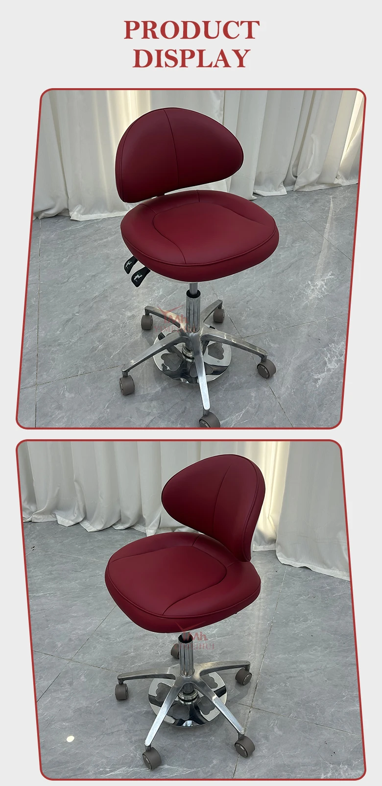 Drehbarer, höhenverstellbarer Kosmetikstuhl mit verstellbarer Rückenlehne, spezieller Hocker für Zahnärzte und Ärzte, robust für Schönheitssalons – Detail 10