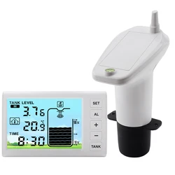 Livello ad ultrasuoni Guage Display LCD Wireless serbatoio dell'acqua per interni misuratore di livello del liquido sensore della sveglia del Monitor dell'altezza della temperatura