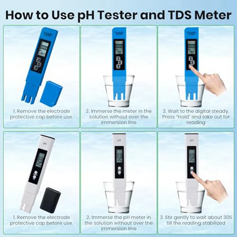 Digital PH And TDS Meter Combo, TDS EC Temperature Meter, PPM Water Quality Test Kit For Drinking Water, Swimming Pool Durable