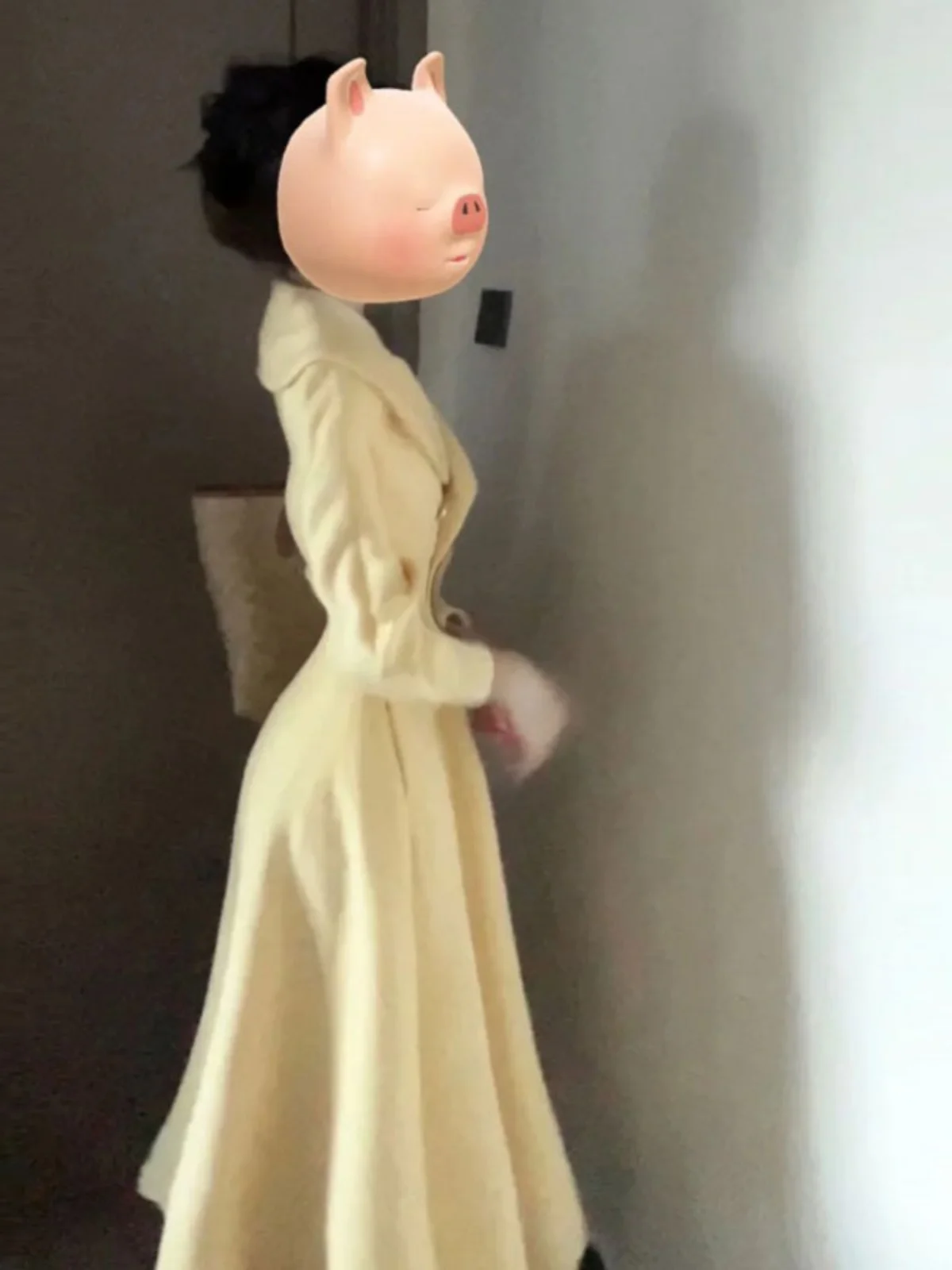 معطف صوفي أنيق مزدوج الوجه طويل وعالي الخصر للأشخاص الطوال، تصميم جديد للخريف بأسلوب بسيط للتنقل اليومي مع أزرار