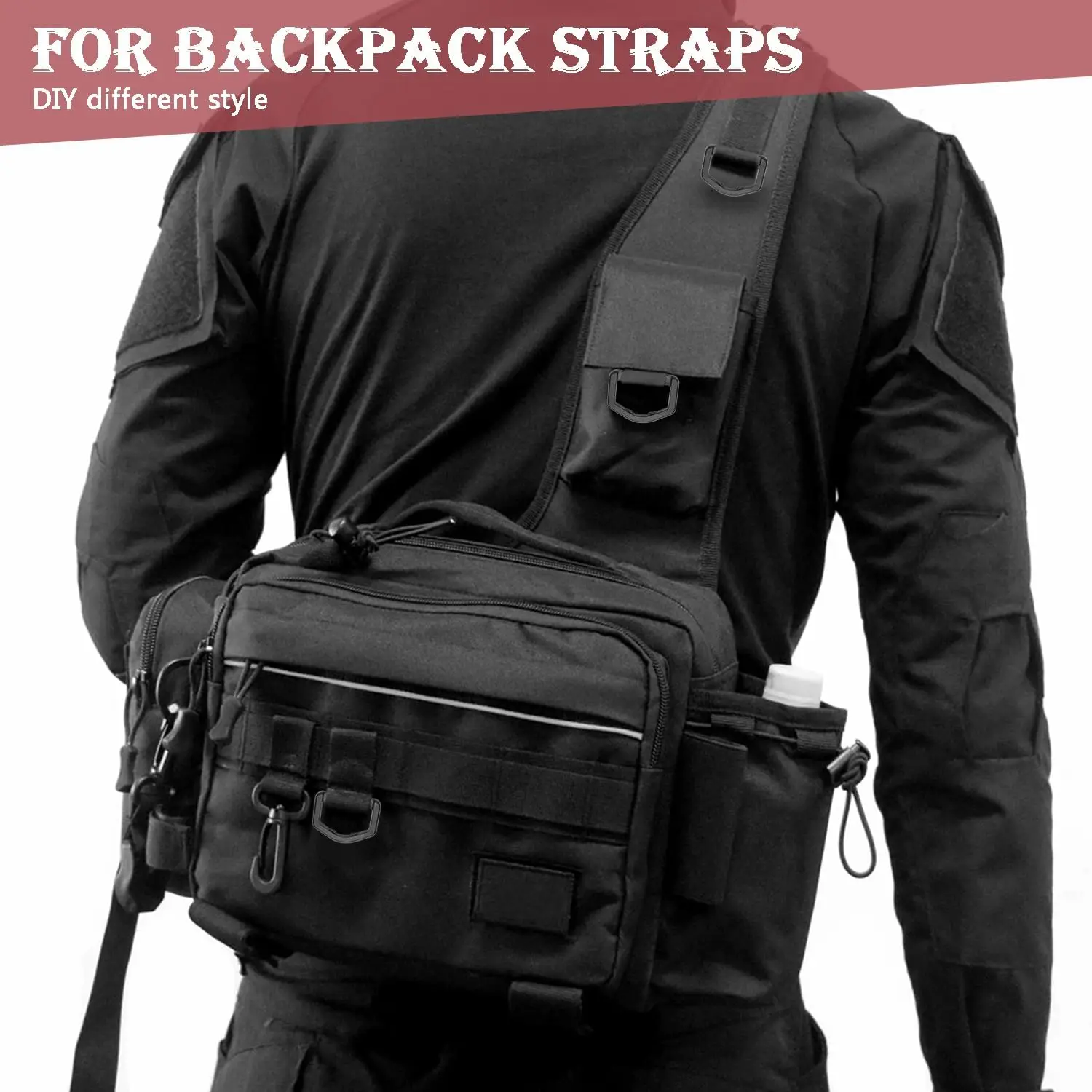 10pcs Plastic D-Ring Buckles For Hooks Backpack Straps Webbing Ring 12mm~50mm Black