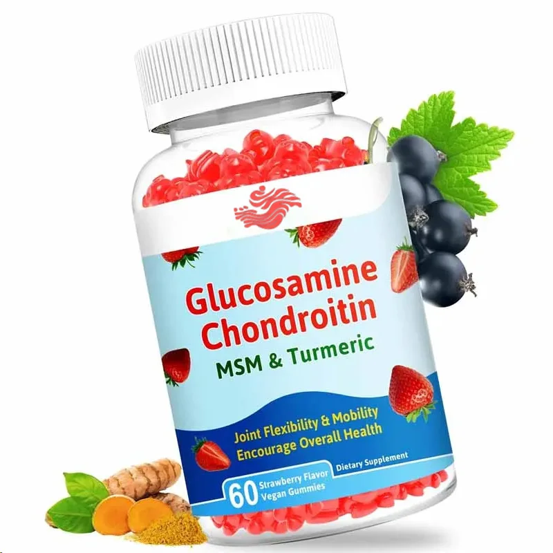 Contém cúrcuma, msm, sulfato de condroitina de glucosamina, suporte para cartilagem articular -60 gomas vegetarianas