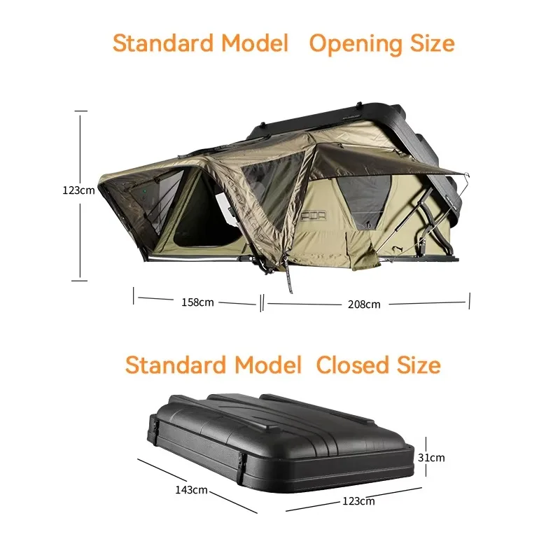 

Spacious Factory Hot Sale Coated ABS Hard Shell Roof Tent 4x4 and SUV Car Outdoor Tent