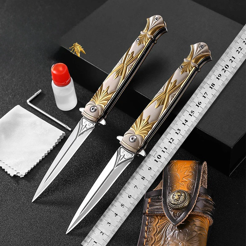 Outdoor mini folding knife, high hardness self-defense knife, hiking knife, multi-purpose portable knife, gift box set