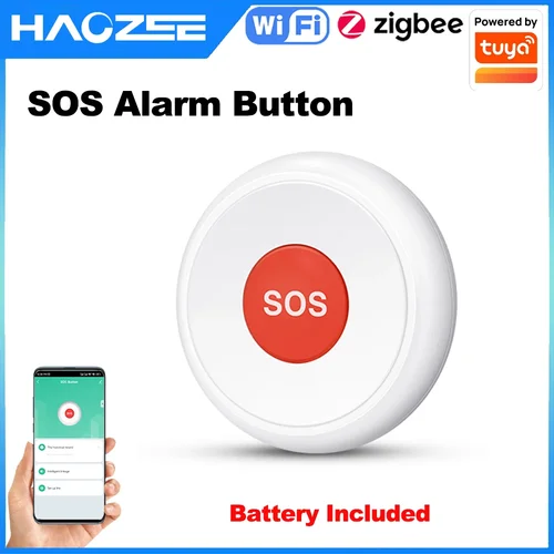 Imagen 1 del producto Haozee Tuya ZigBee/Wifi SOS emergencia butto ancianos niños alarma interruptor de ayuda de emergencia soporte asistente de hogar Zigbee2mqtt