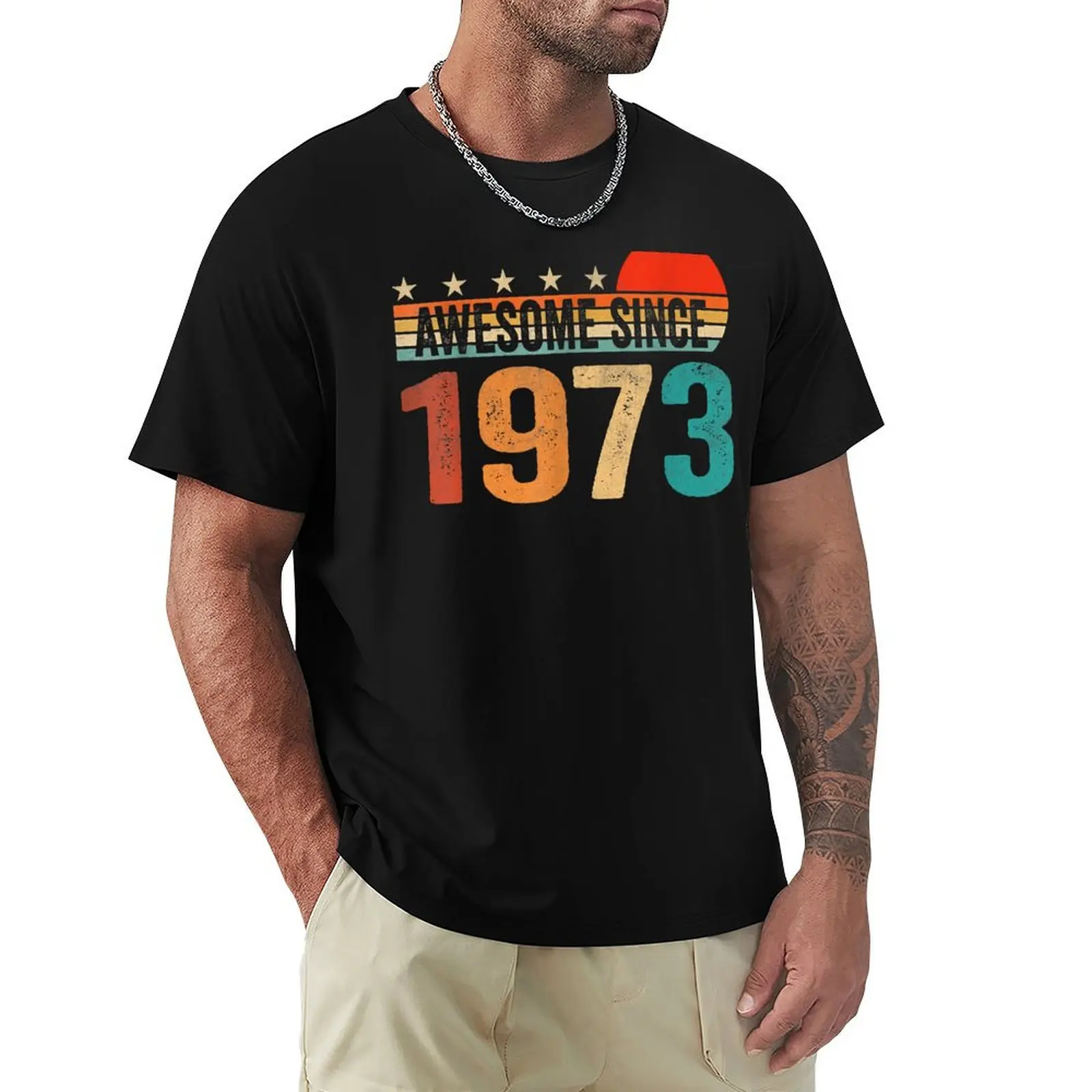 50 Year Old Gifts Vintage Awesome Since 1973 50th Birthday T-Shirt plain vintage vintage clothes big and tall t shirts for men