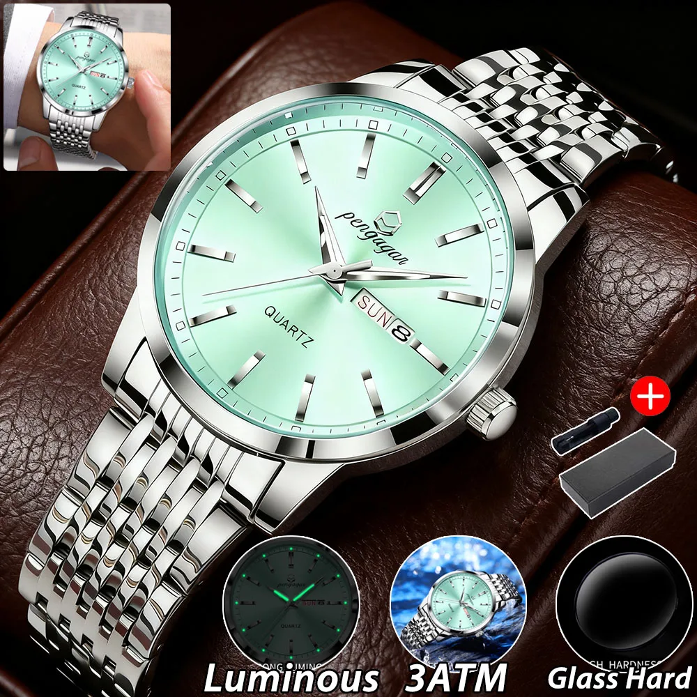 

2025 Новый лучший бренд класса люкс Мужские наручные часы Водонепроницаемые светящиеся мужские часы с датой Нержавеющая сталь Кварцевые 43 мм Мужские часы Мужской reloj