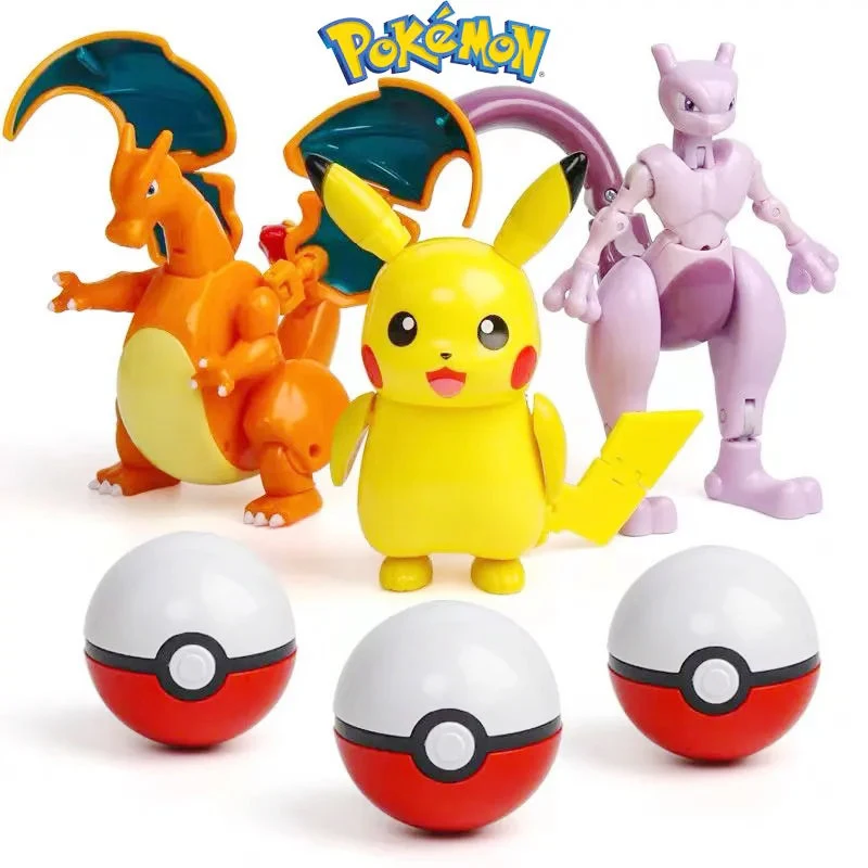 Pokemon Pokeball Figure Ball Pikachu Charizard Mewtwo Mew Eevee Gengar Lapras Blastoise Venusaur Gyarados Educational Toy Kids