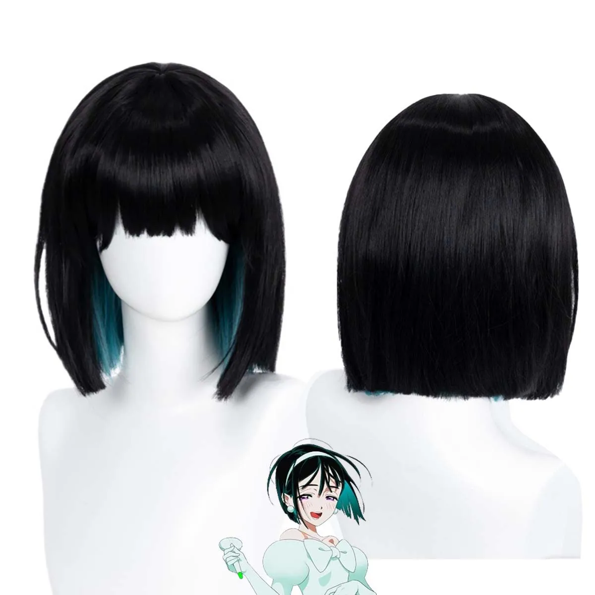 

Аниме Alien Stage Косплей Sua Короткие черные зеленые смешанные термостойкие парики из синтетических волос