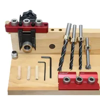 Woodworking 3 In 1 Dowelling Jig Universal Dowel Cam Jig  Wood Hole Drilling Guide Locator Adjustable Pocket Hole Jig Kit