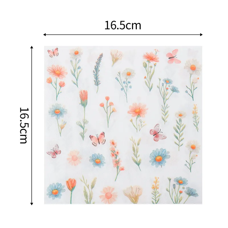 20 printed flower napkins per pack, disposable tissues, birthday party napkins, festival gathering napkins - view 5