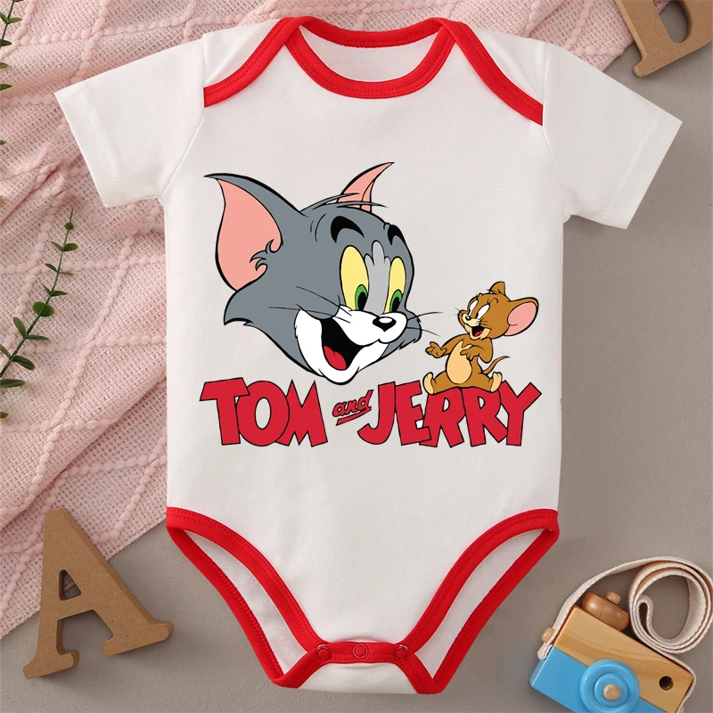 

MINISO из чистого милого хлопка с принтом Том и Джерри, детская одежда, мягкий комбинезон, комбинезон, боди для новорожденных 0-12 месяцев, лучший подарок для ребенка
