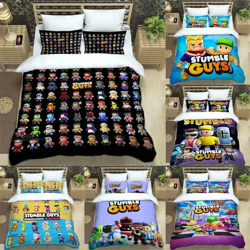 

Anime Stumble Guys Bedding Set Quilt Cover Pillowcase Cartoon Decoration Bed Spead Bedroom Duvet Cover Bedding Suit Kids Gift